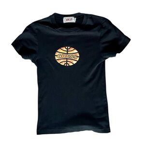GUESS Black Tee Basketball Logo